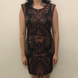 Black Dress with Bronze Patterns